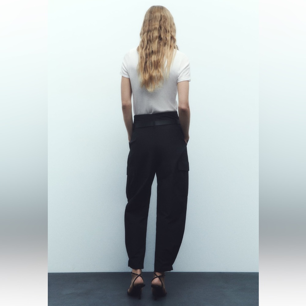 BELTED PAPERBAG PANTS - Picture 6 of 12